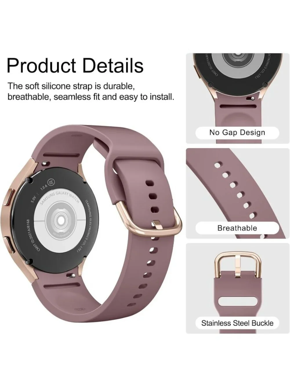 Unisex Smoke Violet Analog Soft Silicone Replacement Strap Samsung Galaxy Watch